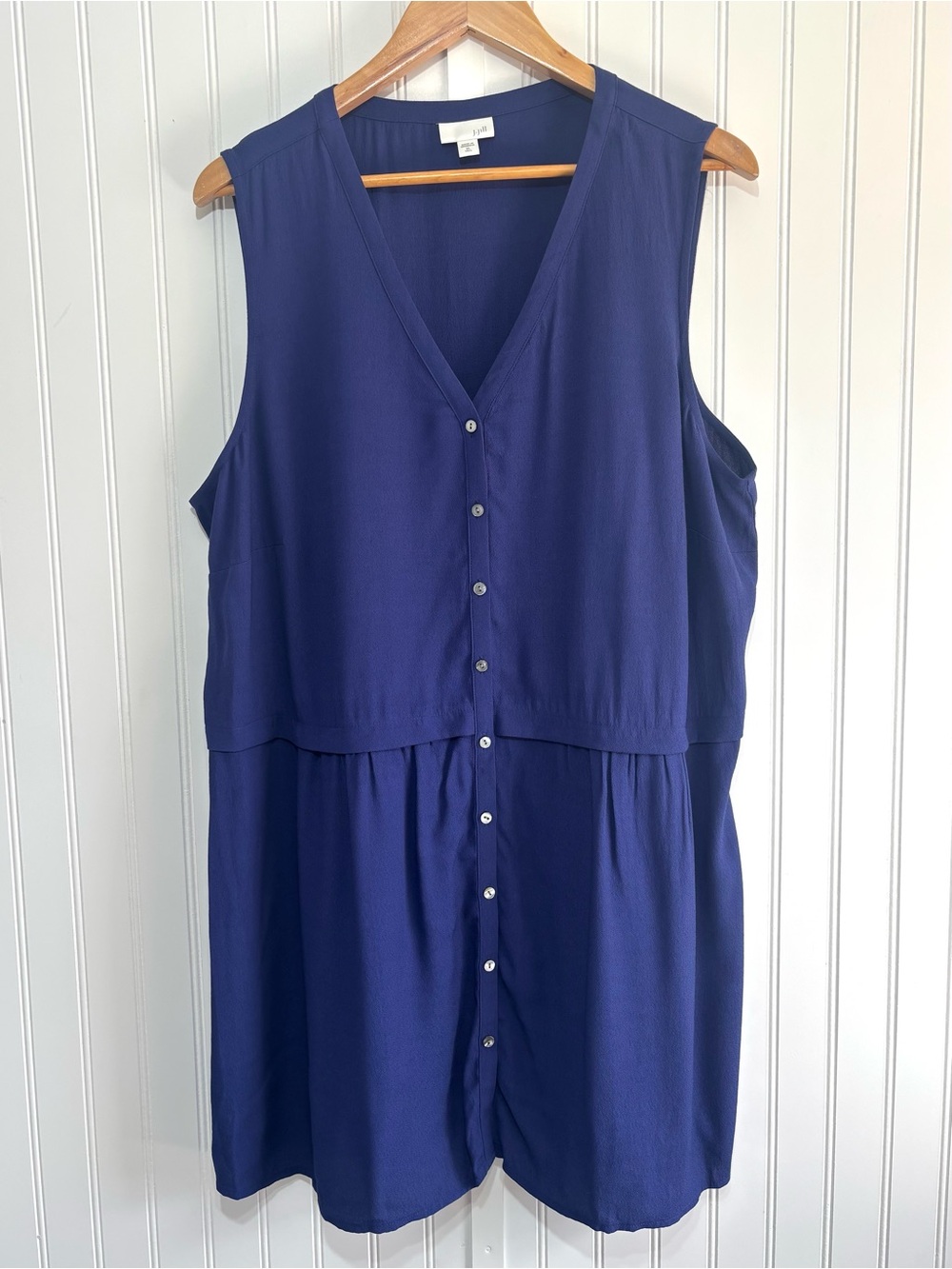 J. Jill Sleeveless Button Front Tunic Tank Top Blue Flowy XL Tall 100% Rayon